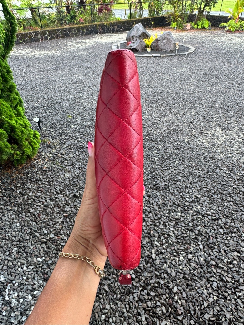 CHANEL Red Quilted Leather Zip Around Long Wallet 21 Series - Picture 7 of 12